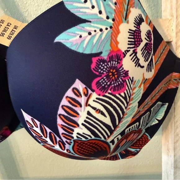 NWT Pink By Victoria's Secret Wear Everywhere Bra Push Up 32DD Tropical Botanic - Picture 3 of 8